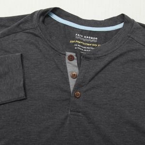 Fair Harbor Shirt Mens Medium Gray Long Sleeve Henley UPF 50 Sun Protection